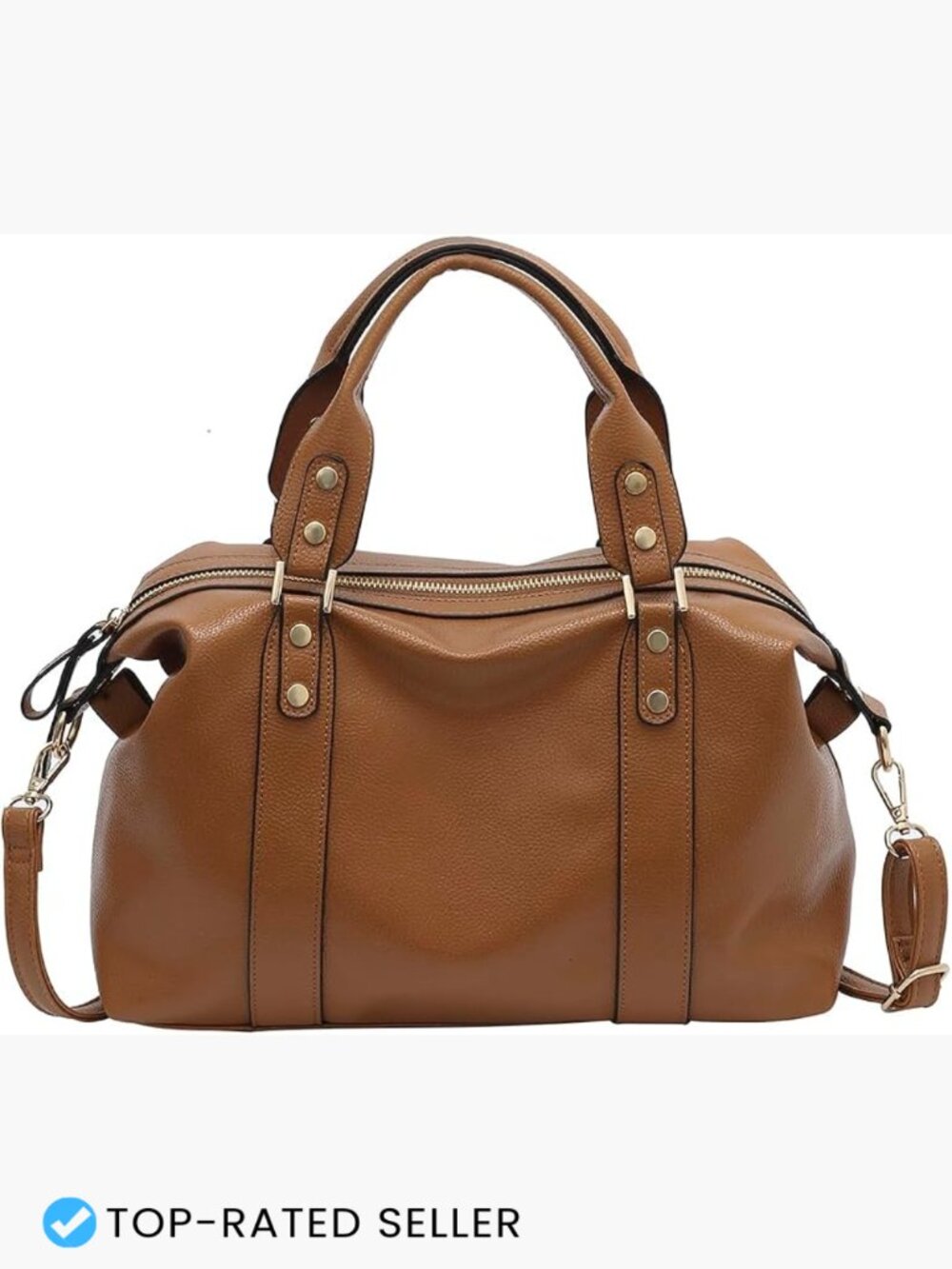 Vegan Leather Tote Satchel Large Travel Handbag with Compartments Adjustable